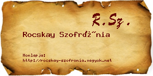 Rocskay Szofrónia névjegykártya